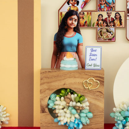Personalized A4 Miniature Shadow Box | Birthday Decor with Mini Flowers & Balloons