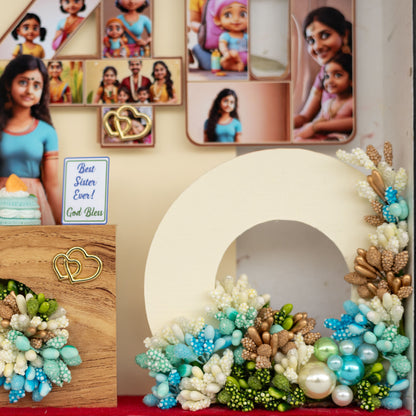 Personalized A4 Miniature Shadow Box | Birthday Decor with Mini Flowers & Balloons