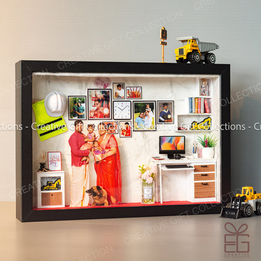 Personalized A4 Miniature Shadow Box | Mini Memory for Civil Engineer