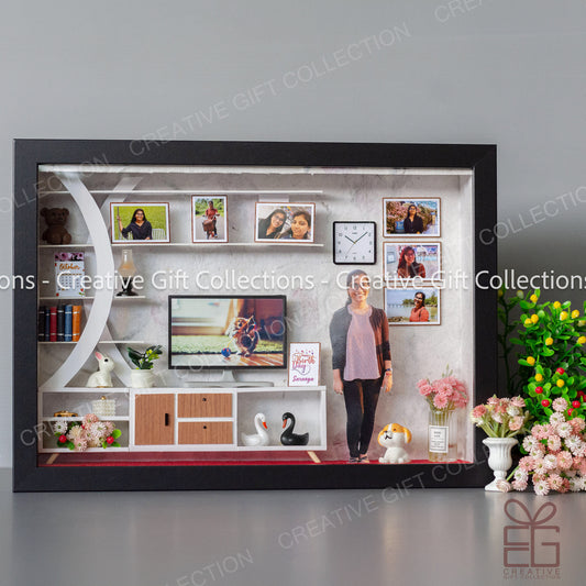 Personalized A4 Miniature Shadow Box | Heartfelt Memories Showcase Console