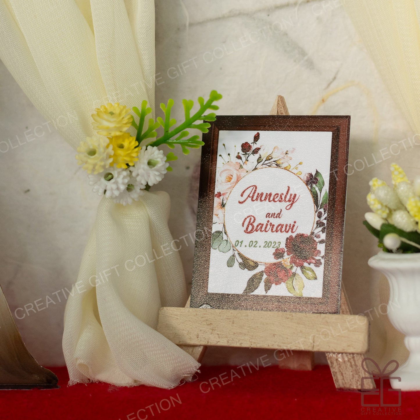 Personalized A4 Miniature Shadow Box | Floral Civil Wedding deco