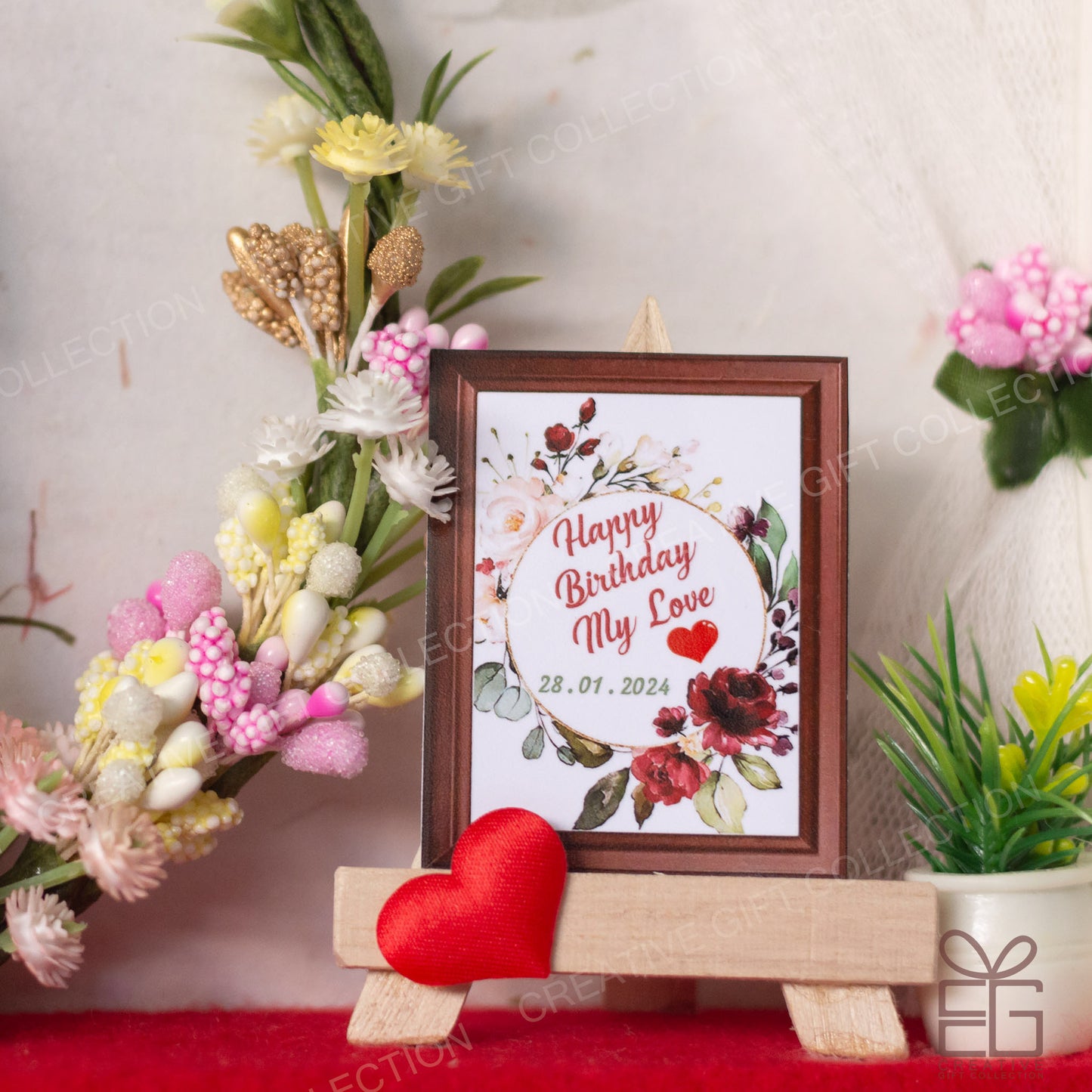 Personalized A4 Miniature Shadow Box | Floral round Arch Wedding Decor