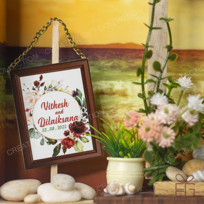 Personalized A4 Miniature Shadow Box | Floral Wooden Outdoor Wedding Deco