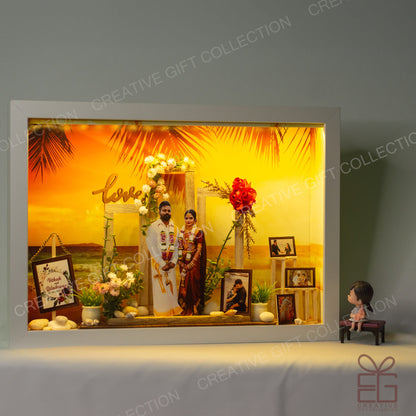 Personalized A4 Miniature Shadow Box | Floral Wooden Outdoor Wedding Deco