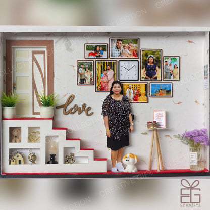 Personalized A4 Miniature Shadow Box | Stylish Staircase Display Cabinet