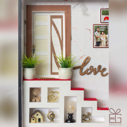 Personalized A4 Miniature Shadow Box | Stylish Staircase Display Cabinet