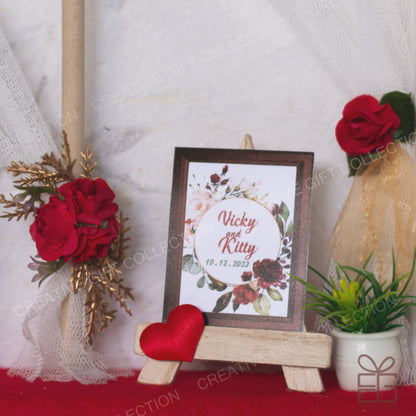 Personalized A4 Miniature Shadow Box | Wooden Arc Floral Wedding Decor