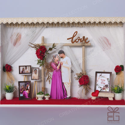 Personalized A4 Miniature Shadow Box | Wooden Arc Floral Wedding Decor